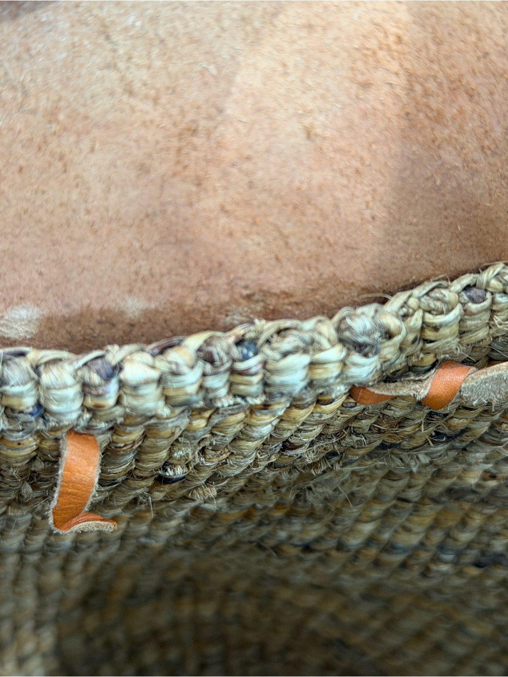 Woven Straw Tote with Tan Leather Handle - Picture 8 of 8